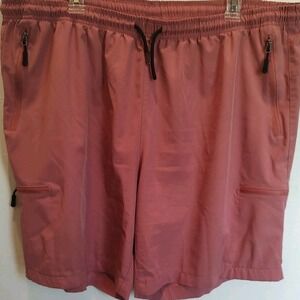 Santiny Mens Athletic Shorts Salmon Pink‎ Mesh Zipper Pockets Drawstring Sz XXXL